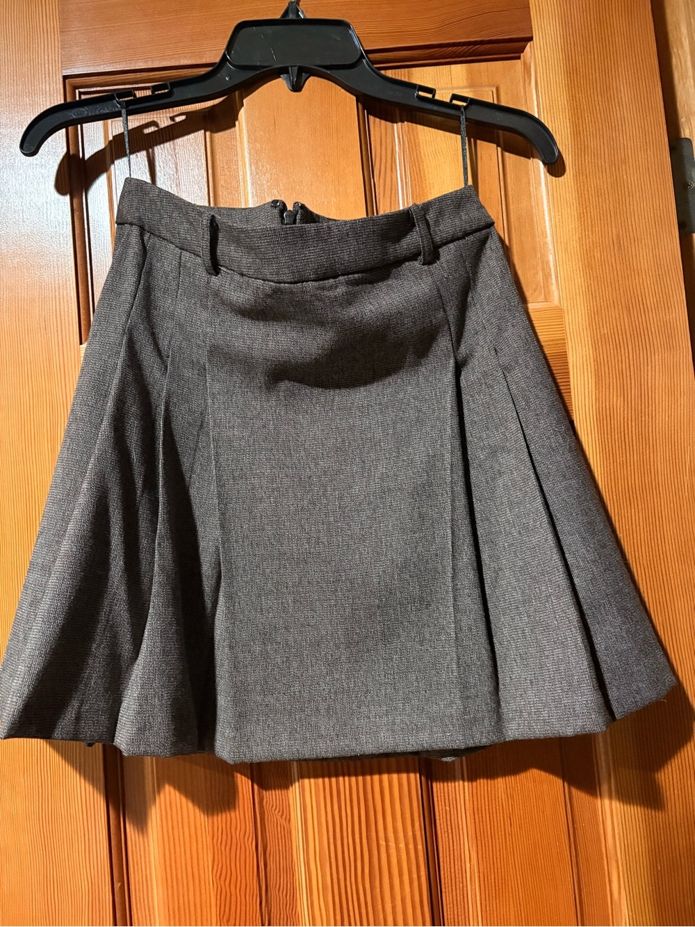 Mango Gray Pleated A-Line Skirt